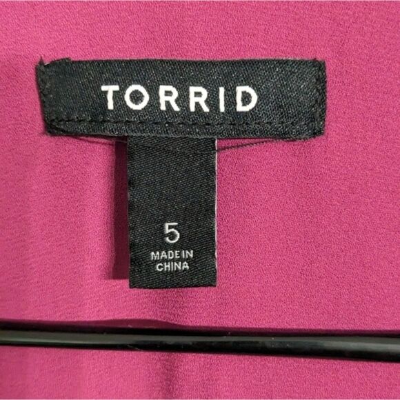 Torrid Lightweight Chiffon Drape Trench Coat Fuchsia 3/4 Sleeve Pockets Plus 5X - Picture 7 of 11